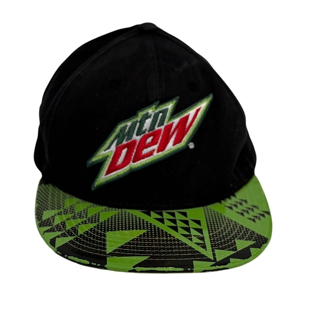Mtn Dew Mountain Dew Snapback Hat Black Green Geometric Pattern 2015 Licensed
